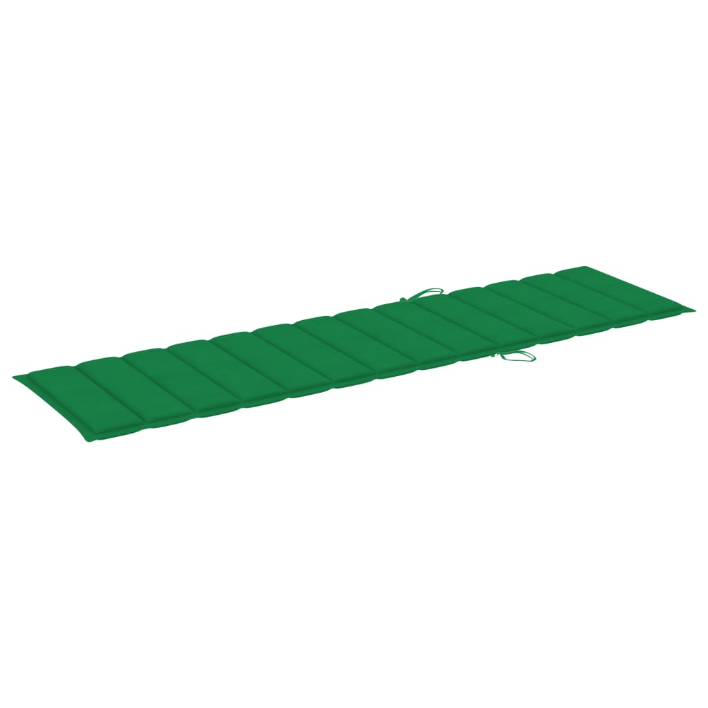 vidaXL Záhradné ležadlo so zelenou podložkou tíkový masív