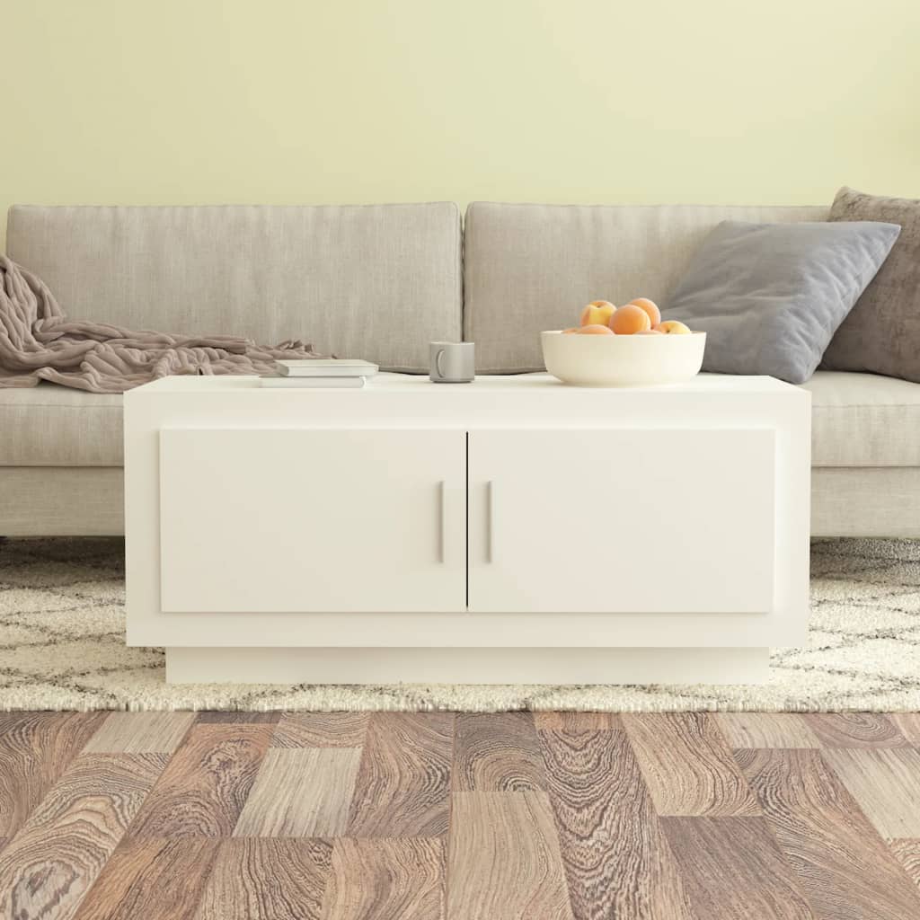 vidaXL Konferenčný stolík biely 102x50x45 cm spracované drevo