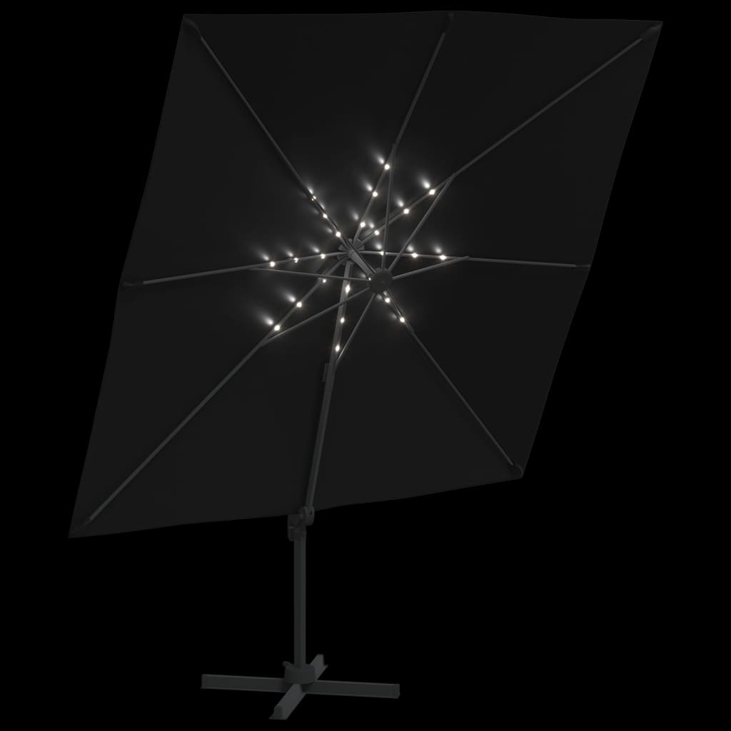 vidaXL LED konzolový slnečník čierny 400x300 cm