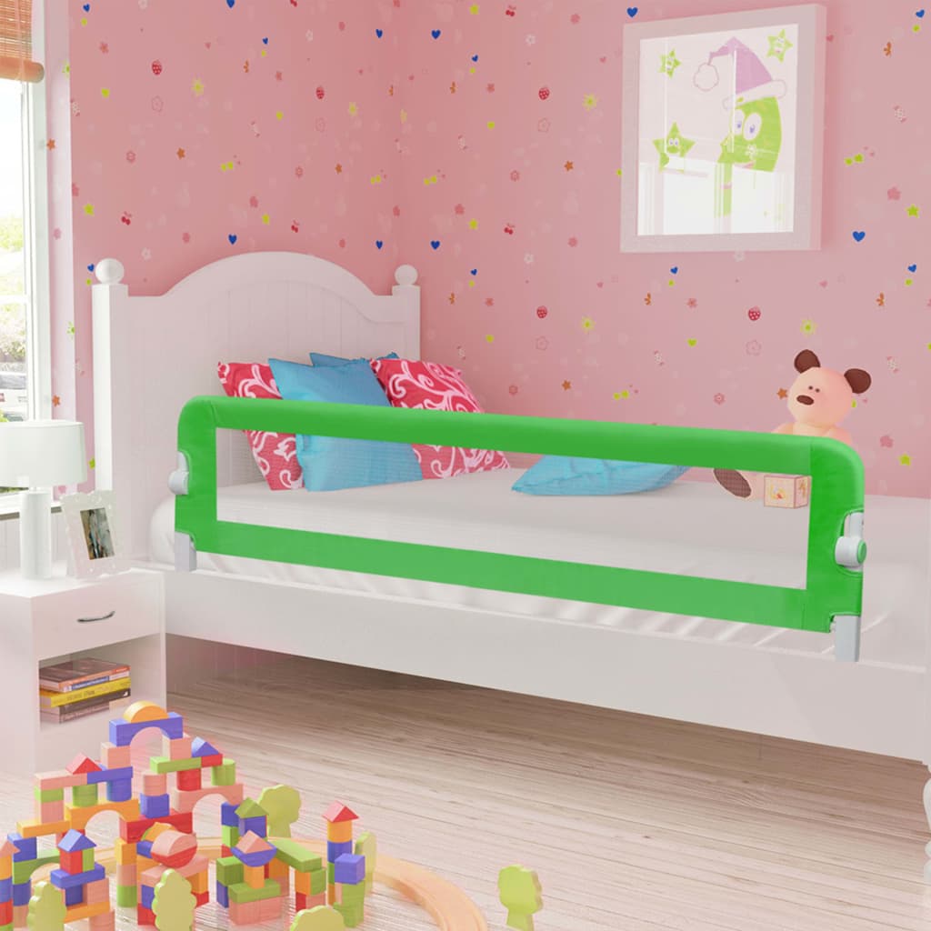 vidaXL Zábrana na detskú posteľ, zelená 180x42 cm, polyester