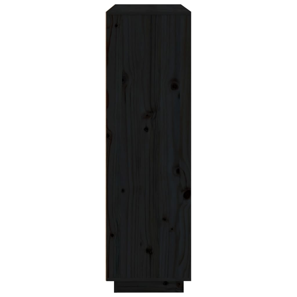 vidaXL Vysoká skrinka čierna 110,5x35x117 cm masívna borovica