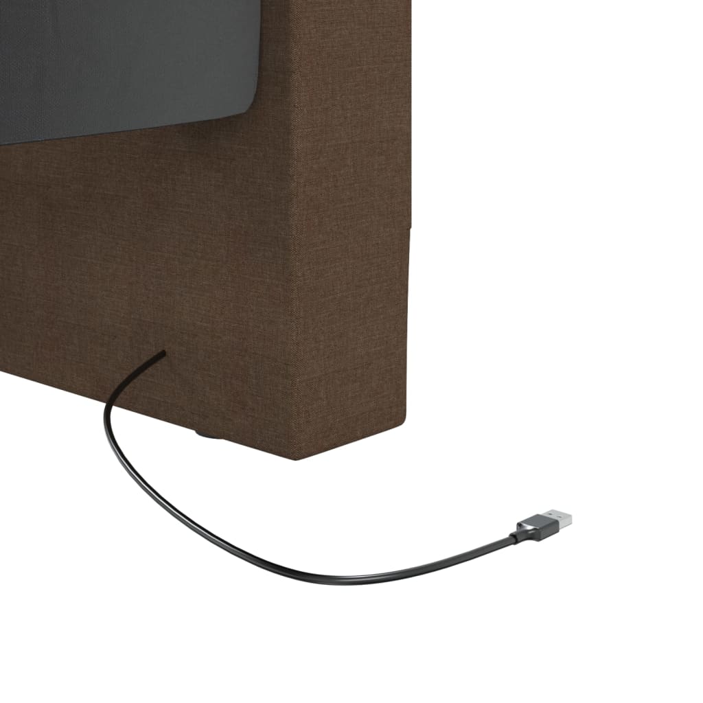 vidaXL Pohovka s matracom a USB tmavohnedá látková 90x200 cm