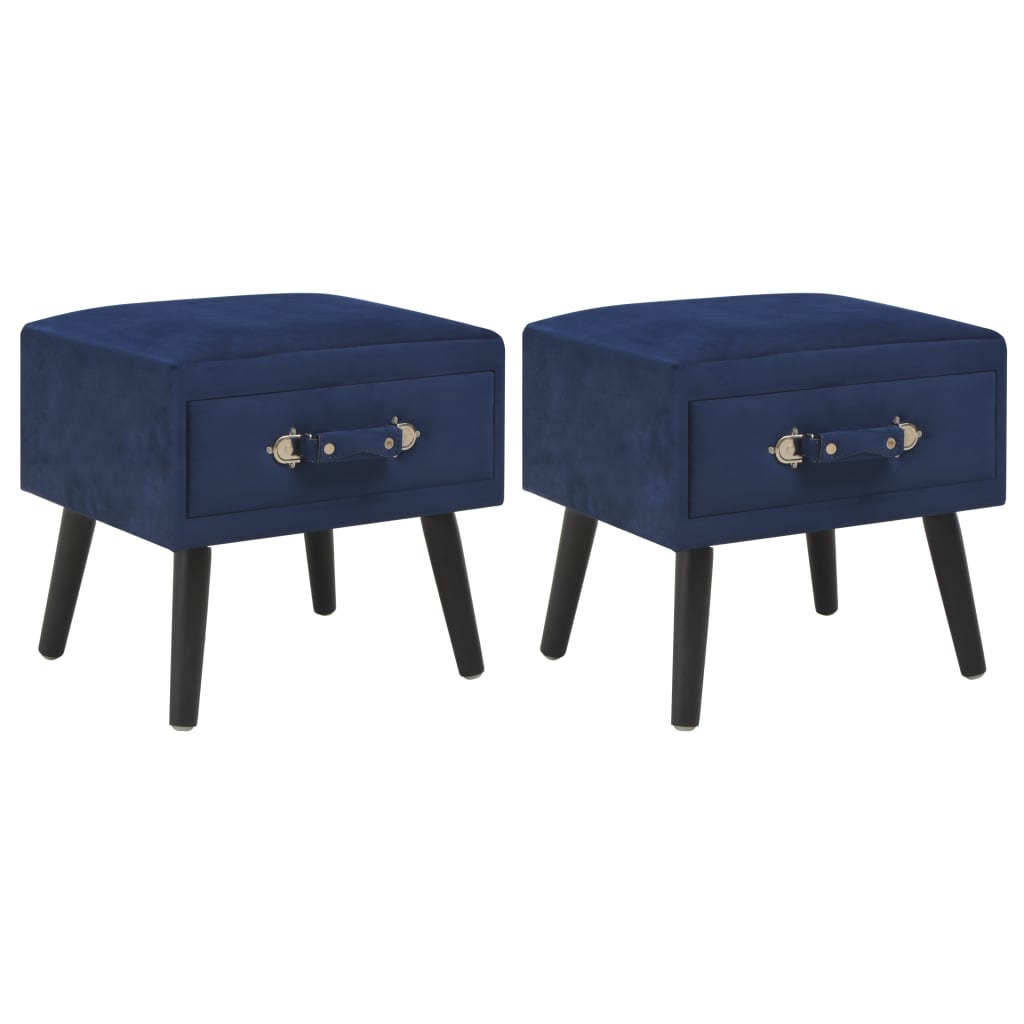 vidaXL Nočné stolíky 2 ks modré 40x35x40 cm zamatové