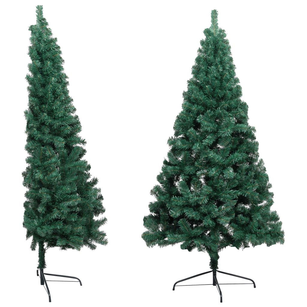 vidaXL Osvetlený umelý polovičný vianočný stromček+stojan 210 cm, PVC