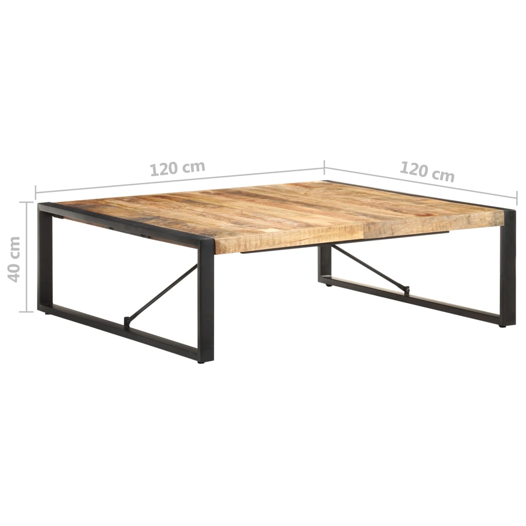 vidaXL Konferenčný stolík 120x120x40 cm, surové mangové drevo