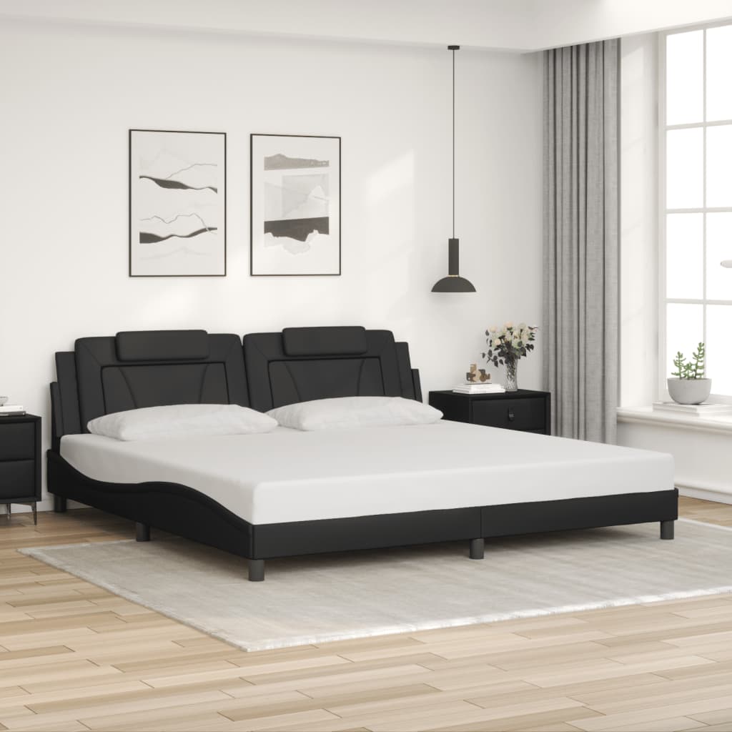 vidaXL Rám postele s LED svetlami čierny 200x200 cm umelá koža