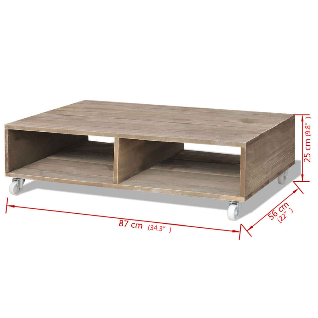 vidaXL Konferenčný stolík, hnedý, masívne drevo