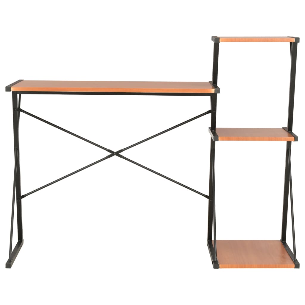 vidaXL Stôl s poličkami, čierno hnedý 116x50x93 cm