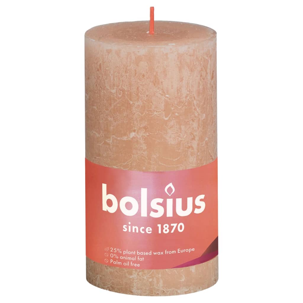 Bolsius Rustikálne valcové sviečky Shine 4 ks 130x68mm, hmlisto ružové