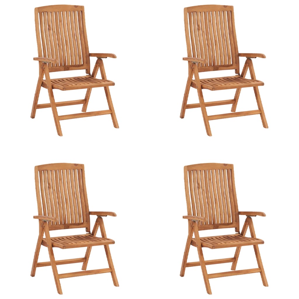 vidaXL Sklápacie záhradné stoličky s podložkami 4 ks tíkový masív