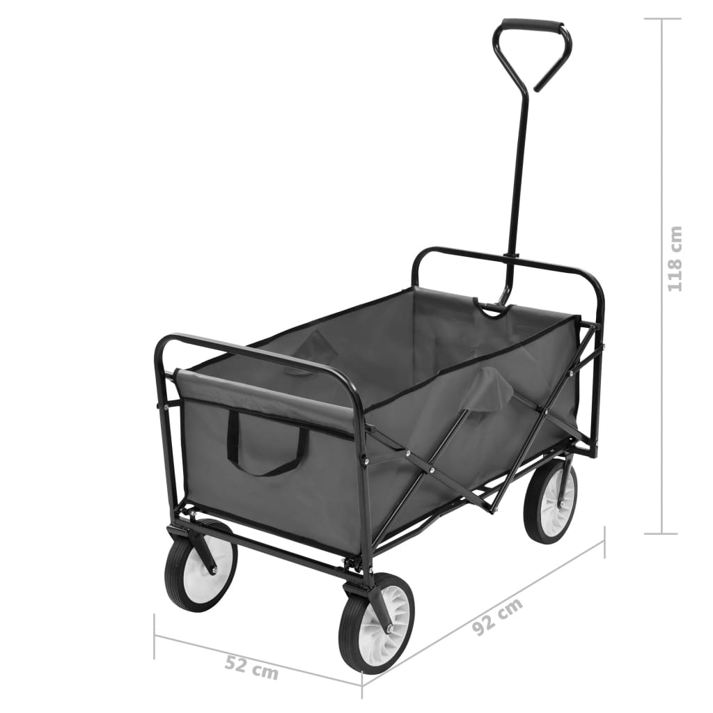 vidaXL Skladací ručný vozík, oceľ, sivý