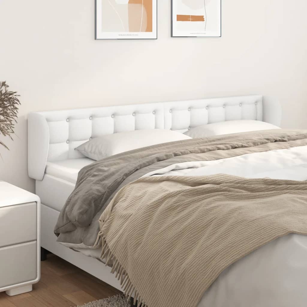 vidaXL Čelo postele so záhybmi biely 203x23x78/88 cm umelá koža