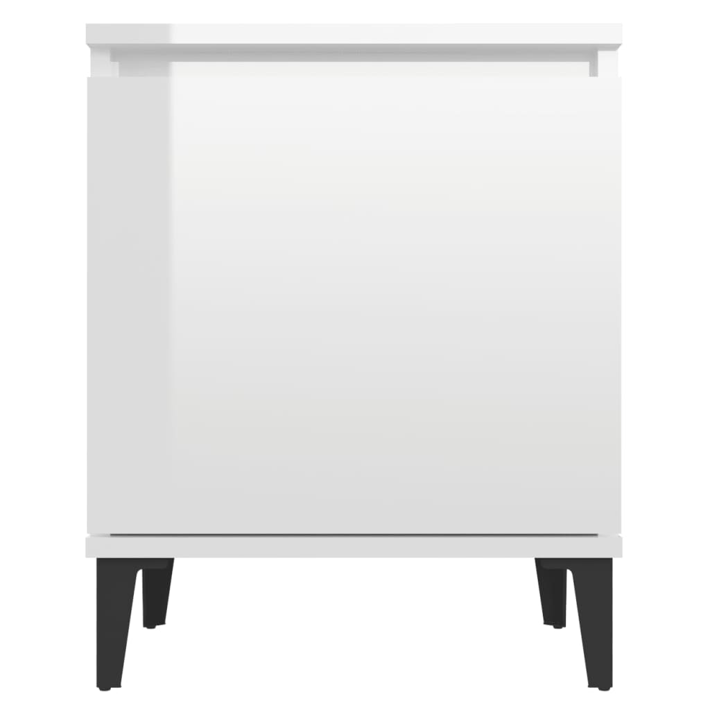 vidaXL Nočný stolík kovové nohy lesklý biely 40x30x50 cm
