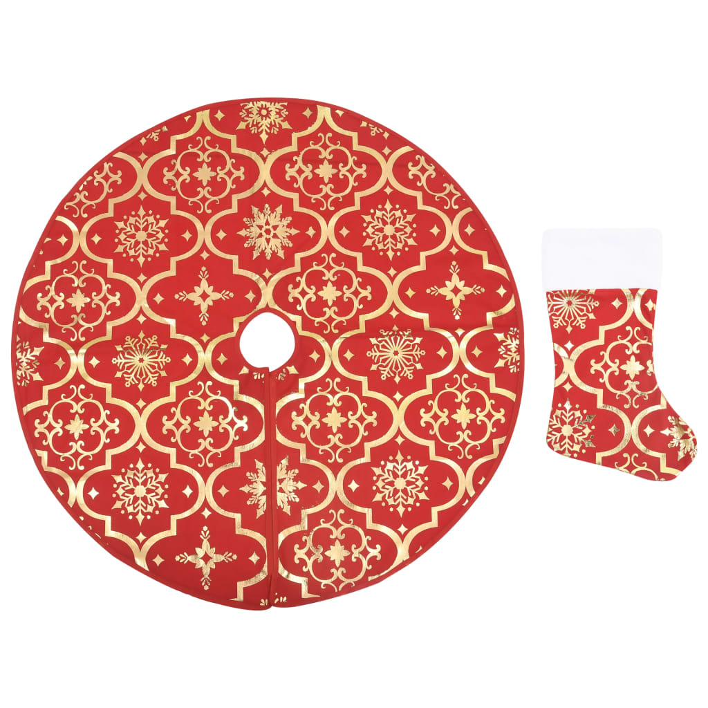 vidaXL Luxusná deka pod vianočný stromček ponožka červená 150 cm látka