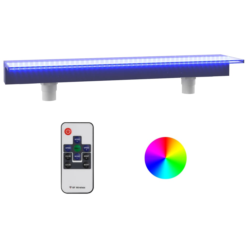vidaXL Vodopádový prepad s RGB LED diódami akryl 108 cm