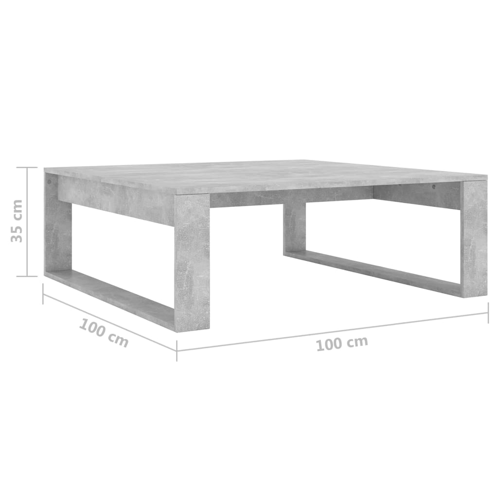 vidaXL Konferenčný stolík betónovo-sivý 100x100x35 cm drevotrieska