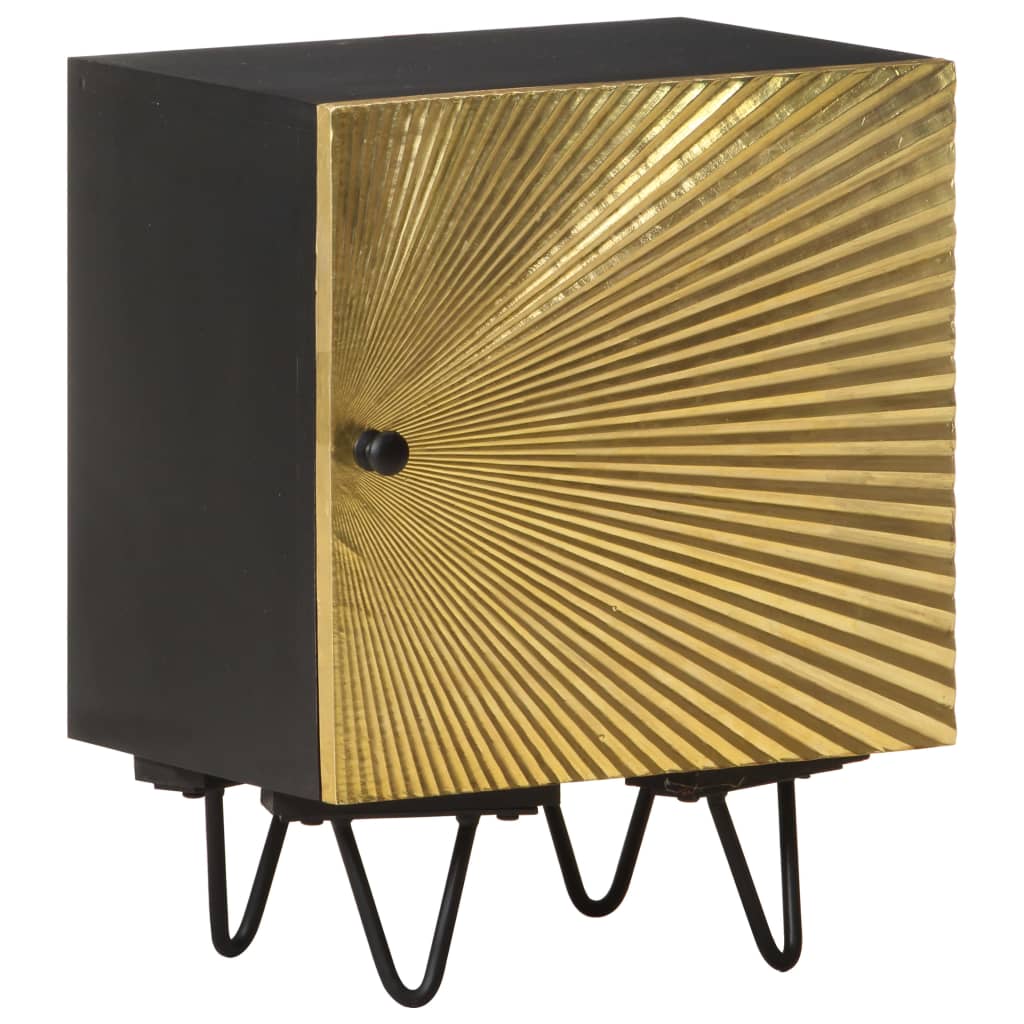 vidaXL Nočný stolík s mosadznými dvierkami 40x30x50 cm, mangový masív