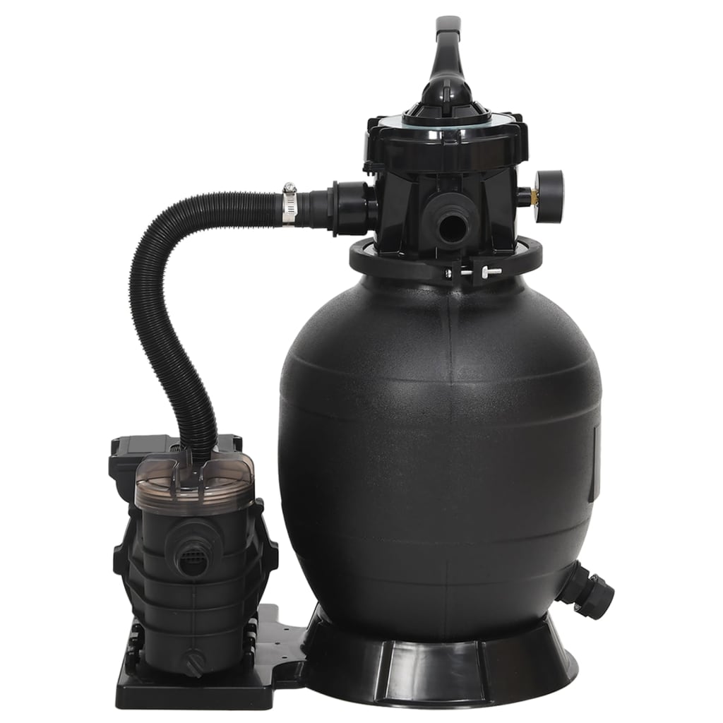 vidaXL Bazénový pieskový filter s predfiltrom, čierny