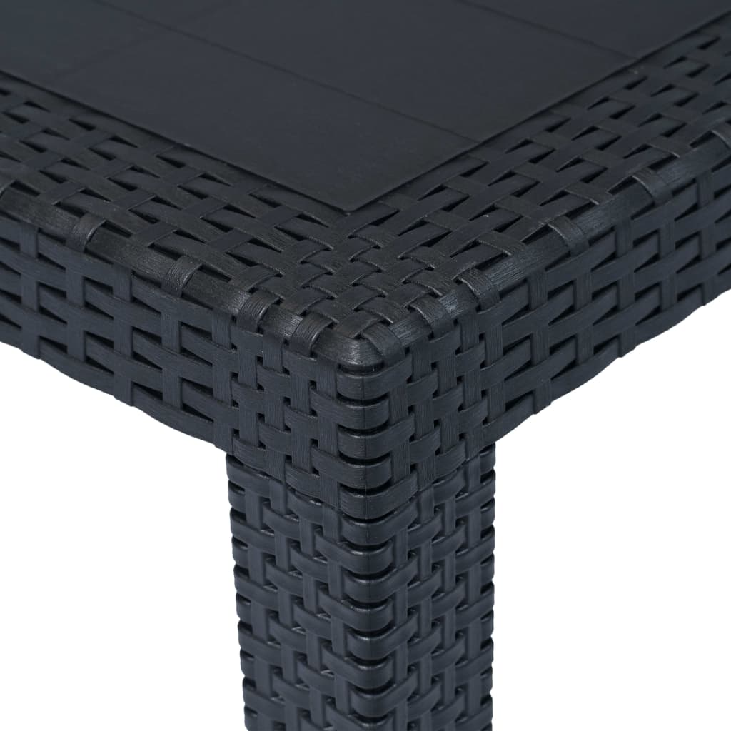 vidaXL Záhradný stôl plastový ratanový vzhľad 79x79x72 cm antracit