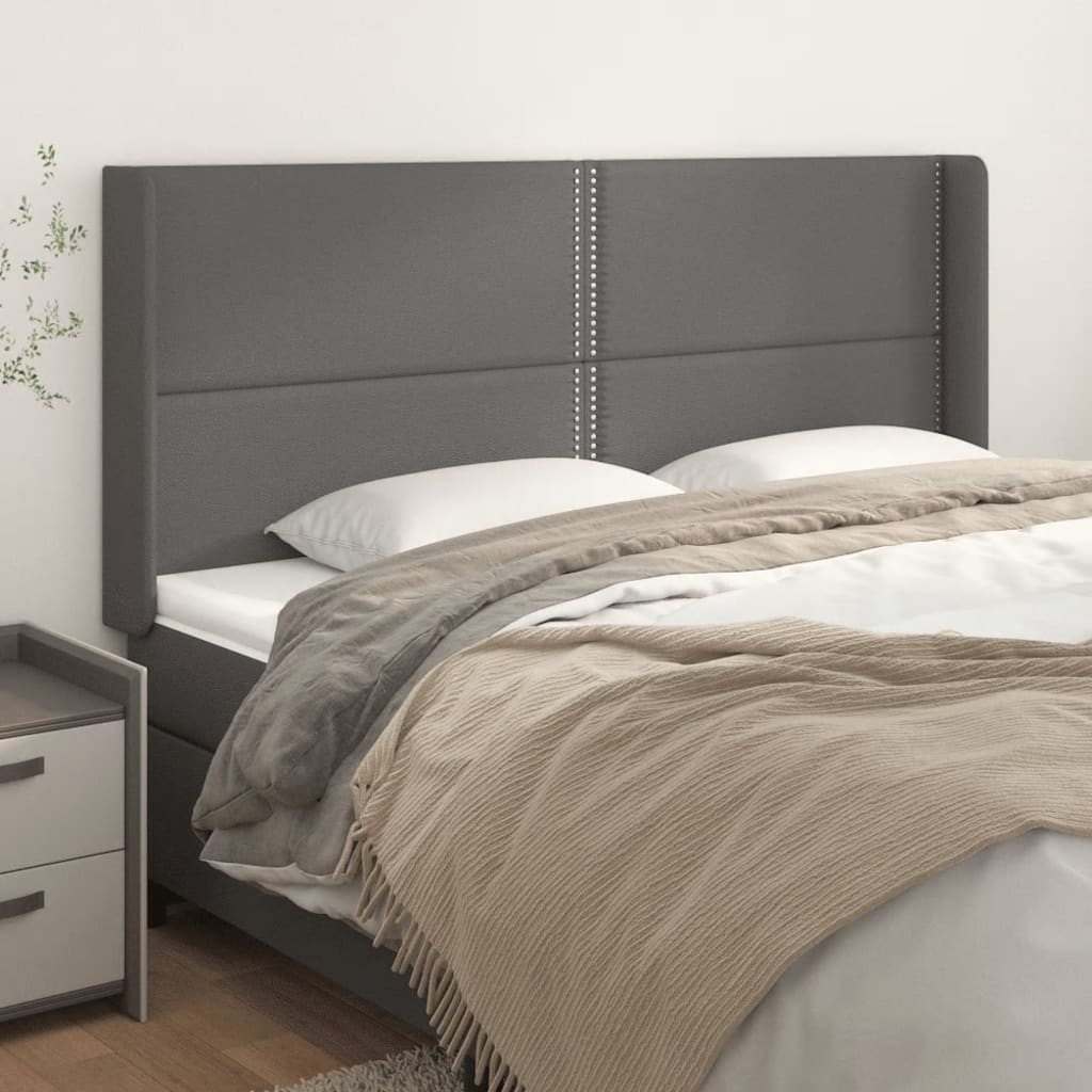 vidaXL Čelo postele so záhybmi sivé 183x16x118/128 cm umelá koža