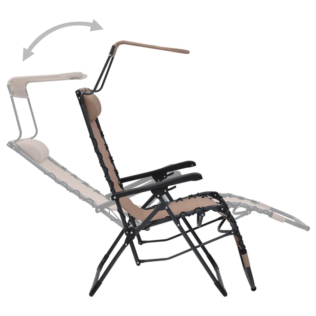 vidaXL Skladacie terasové stoličky 2 ks textilénové sivohnedé