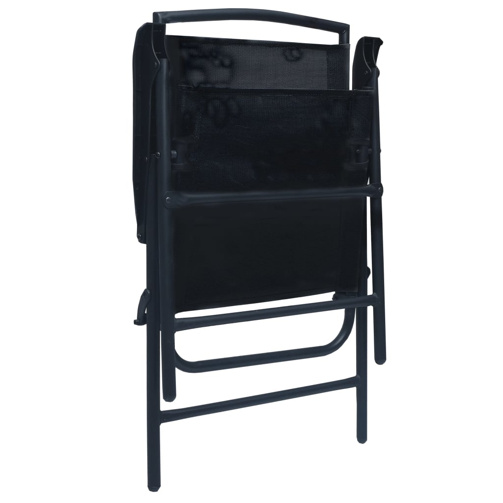 vidaXL Skladacie záhradné stoličky 2 ks, textilén, čierne