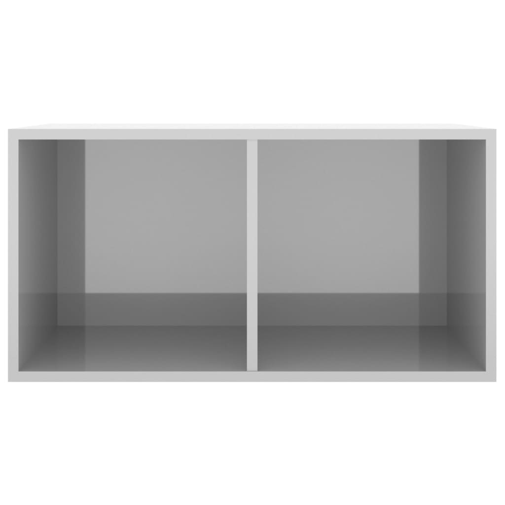 vidaXL Úložný box na vinyly, lesklý sivý 71x34x36 cm, kompozitné drevo