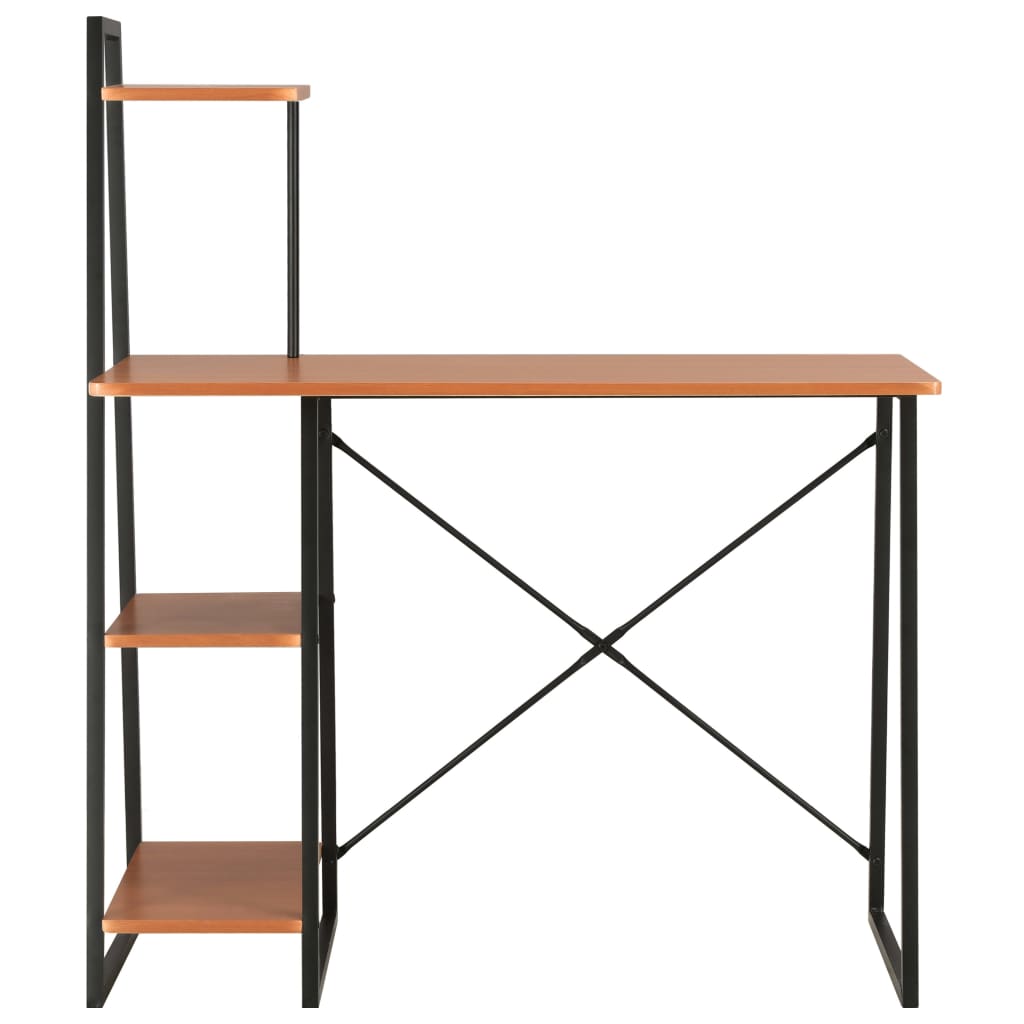 vidaXL Písací stôl s policami, čierny a hnedý 102x50x117 cm