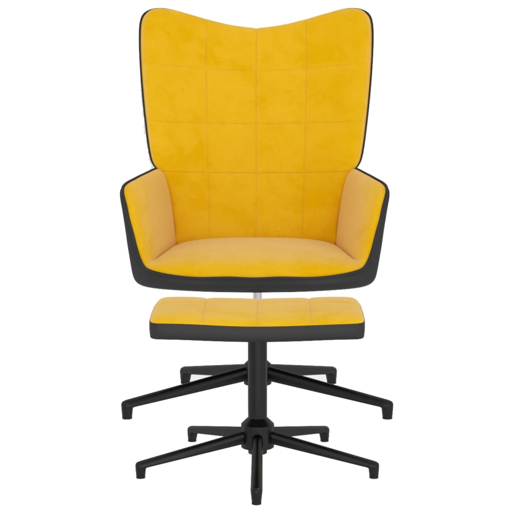 vidaXL Relaxačné kreslo s podnožkou horčicovo-žlté zamat a PVC