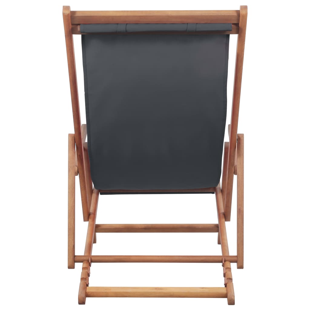 vidaXL Skladacie plážové kreslo, látka a drevený rám, sivé