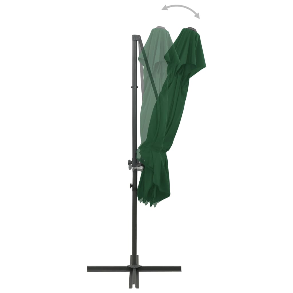 vidaXL Závesný slnečník s dvojitou strieškou zelený 250x250 cm