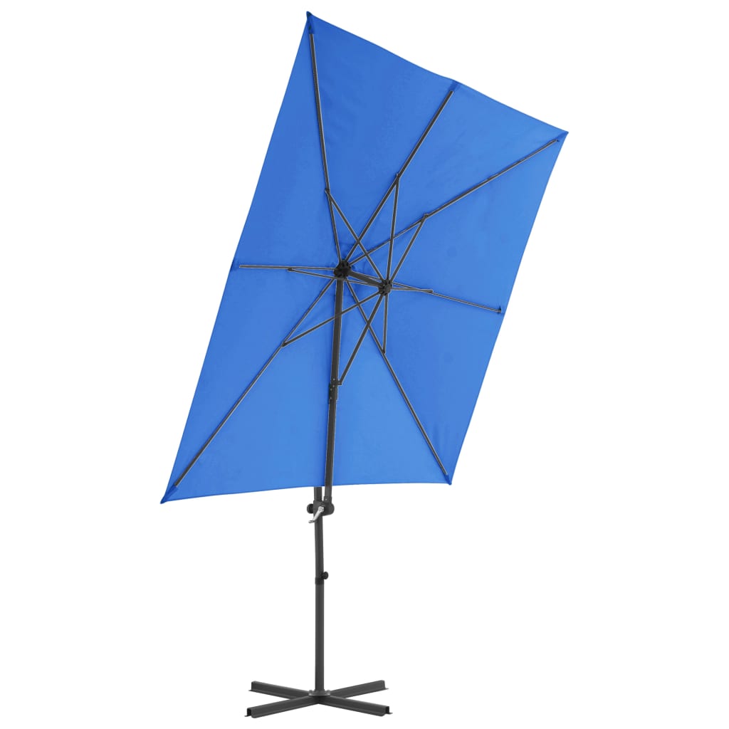 vidaXL Závesný slnečník s oceľovou tyčou azúrovo-modrý 250x250 cm