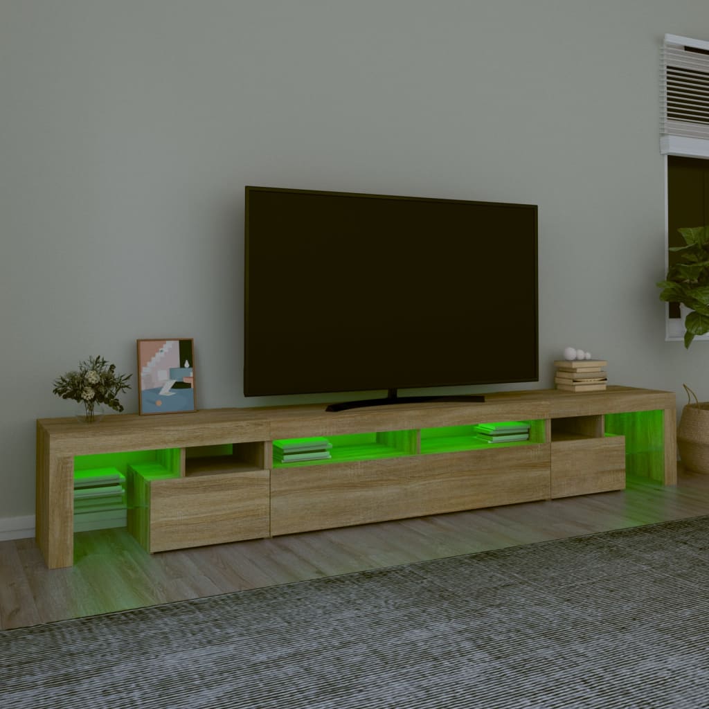 vidaXL TV skrinka s LED svetlami dub sonoma 260 x 36,5 x 40 cm