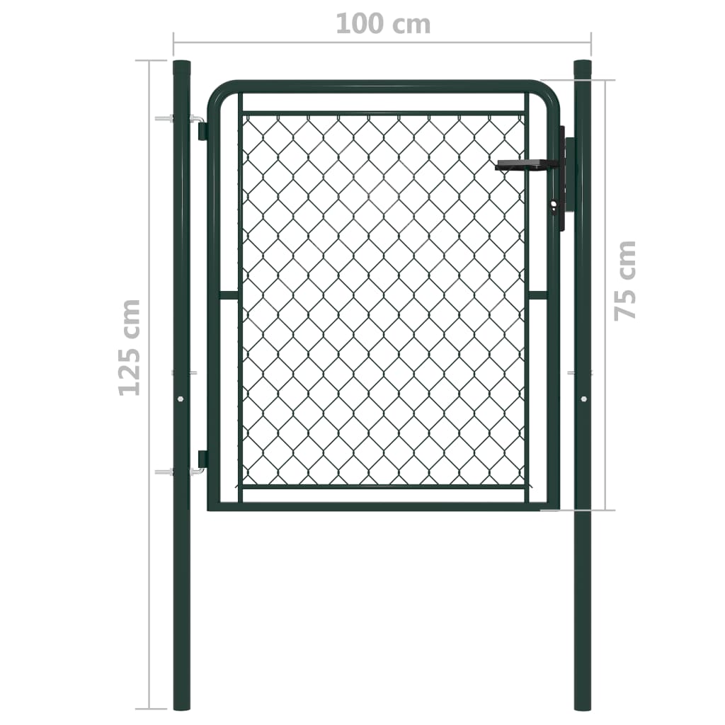 vidaXL Záhradná brána, oceľ 100x75 cm, zelená