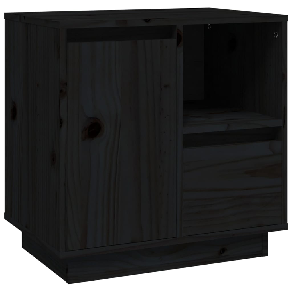 vidaXL Nočný stolík čierny 50x34x50 cm masívne borovicové drevo