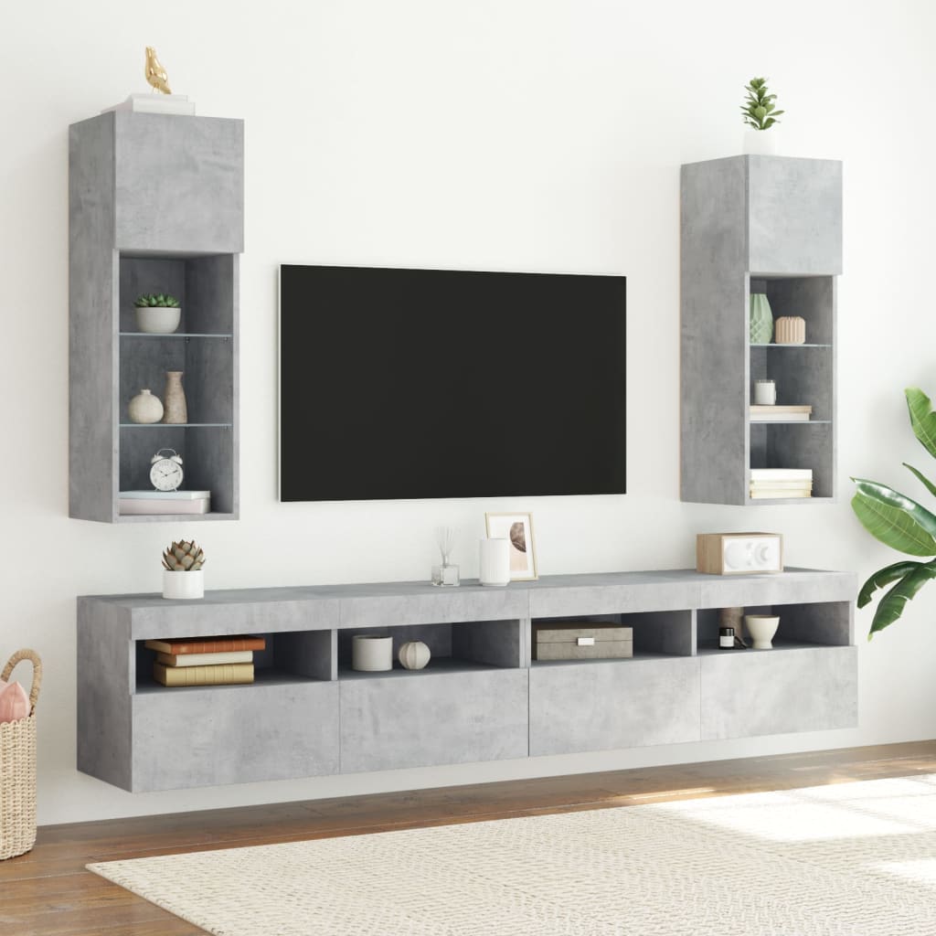 vidaXL TV skrinky s LED svetlami 2 ks betónovo sivé 30,5x30x60 cm
