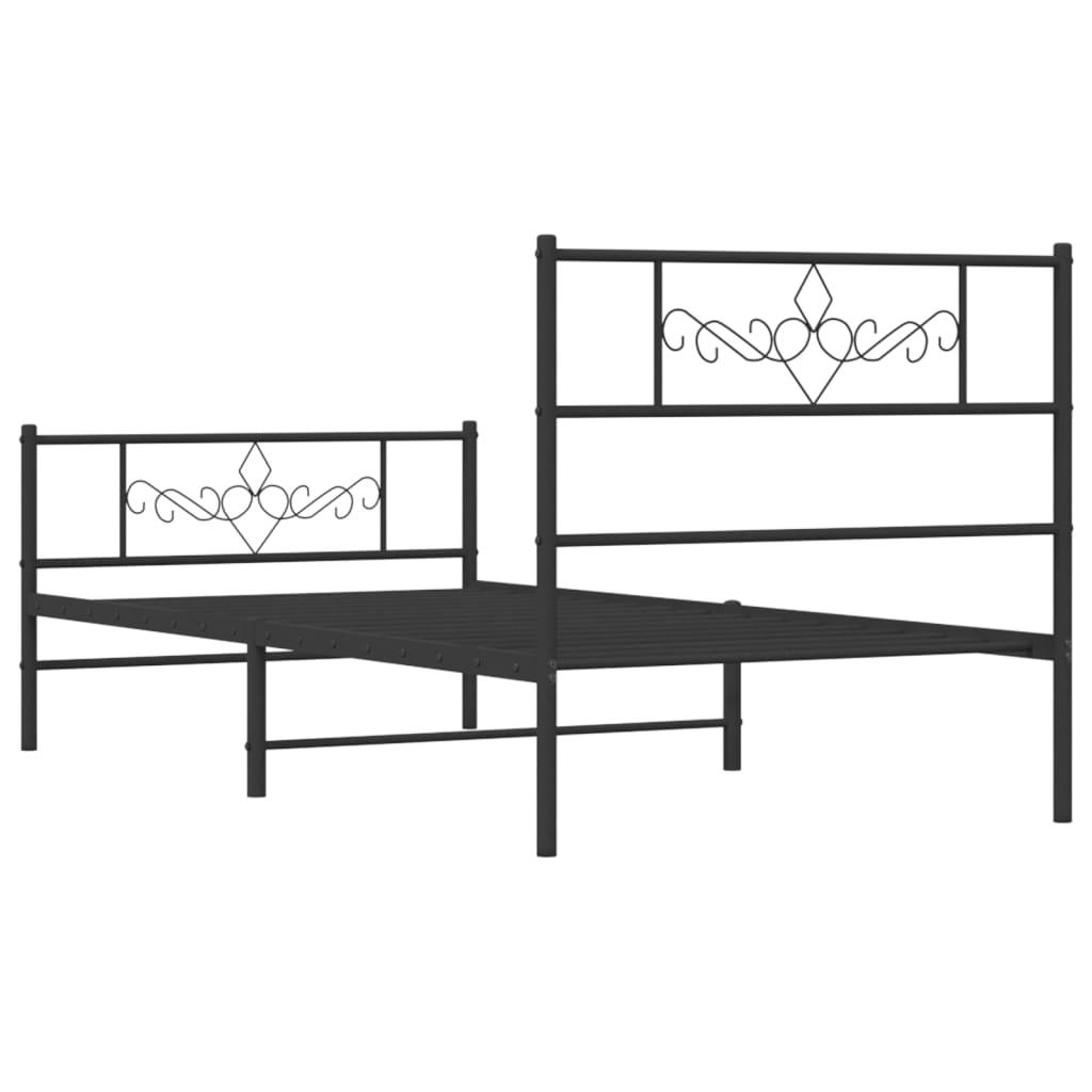 vidaXL Kovový rám postele s čelom a podnožkou čierny 90x190 cm