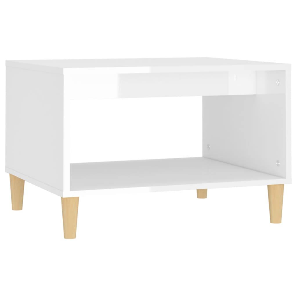vidaXL Konferenčný stolík lesklý biely 60x50x40 cm spracované drevo