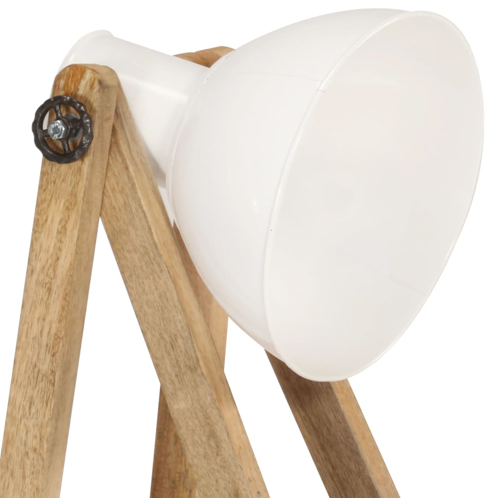 vidaXL Stojanová lampa biela masívne mangovníkové drevo E27