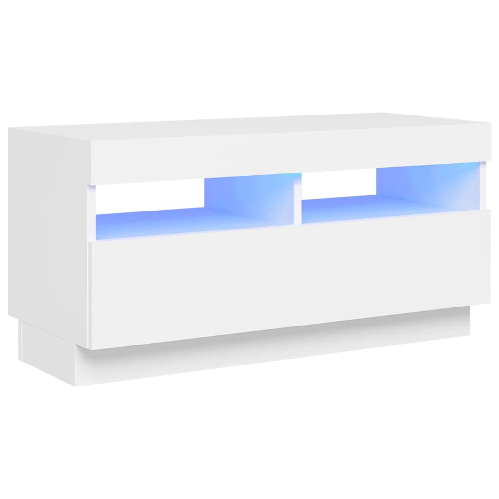 vidaXL TV skrinka s LED svetlami biela 80x35x40 cm