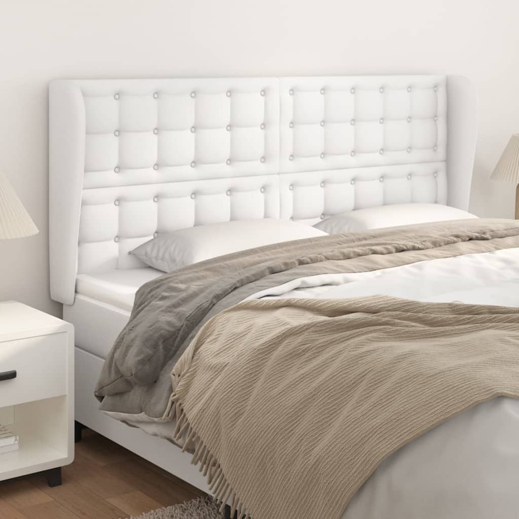 vidaXL Čelo postele so záhybmi biely 163x23x118/128 cm umelá koža