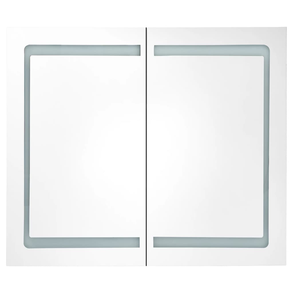 vidaXL LED kúpeľňová zrkadlová skrinka biela a farba dubu 80x12x68 cm