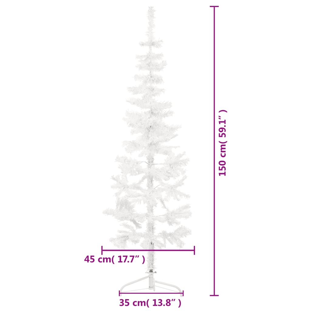 vidaXL Umelý vianočný polovičný stromček s podstavcom biely 150 cm