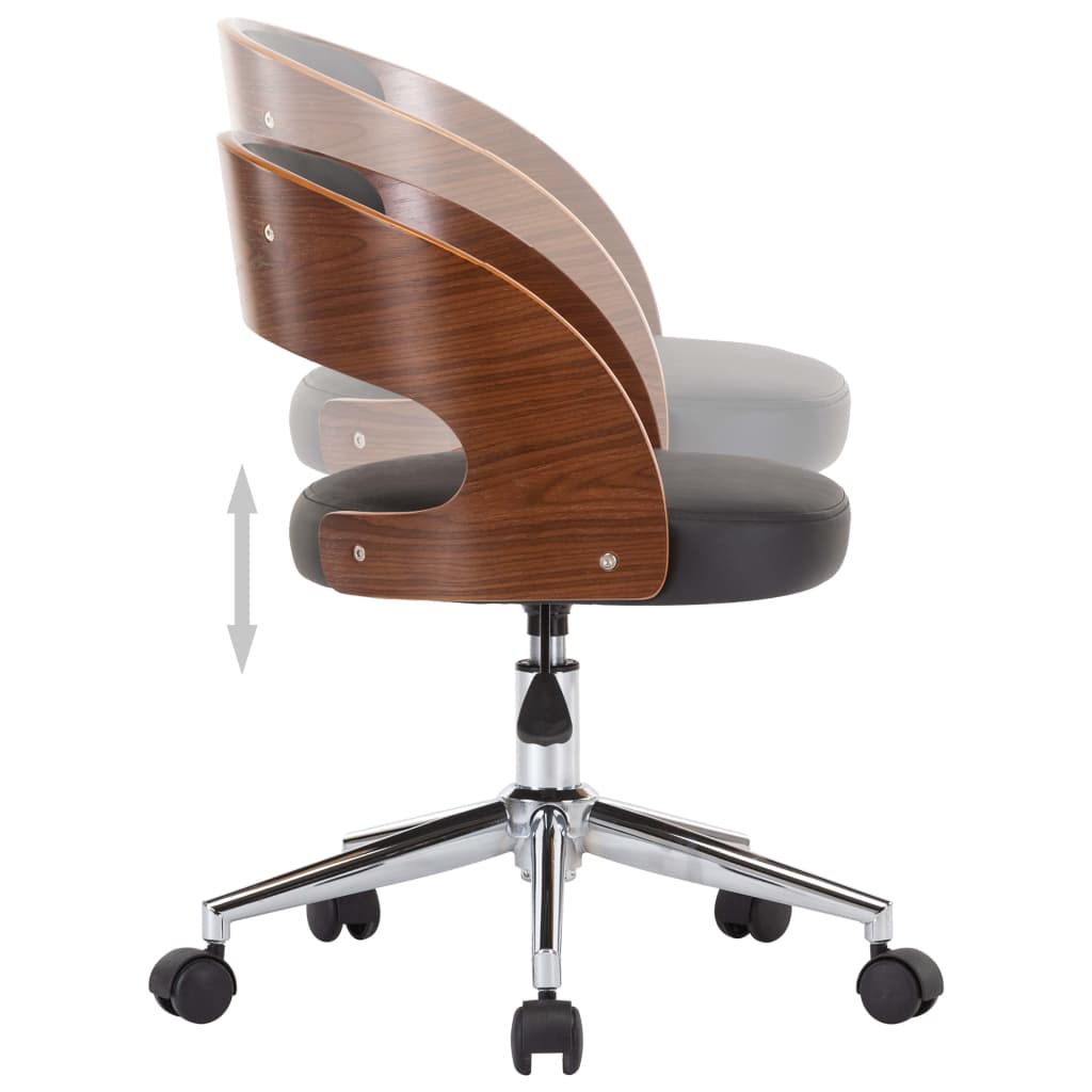 vidaXL Otočné jedálenské stoličky 6ks,čierne, ohýbané drevo+umelá koža