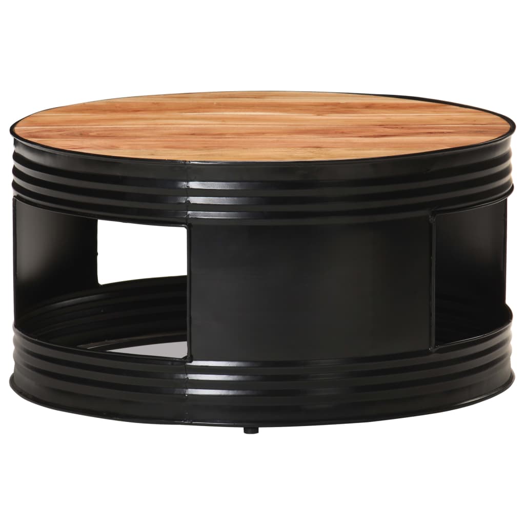 vidaXL Konferenčný stolík, čierny 68x68x36 cm, akáciový masív