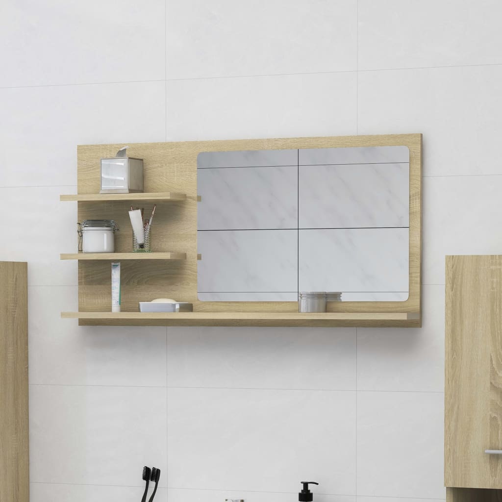 vidaXL Kúpeľňové zrkadlo, dub sonoma 90x10,5x45 cm, kompozitné drevo