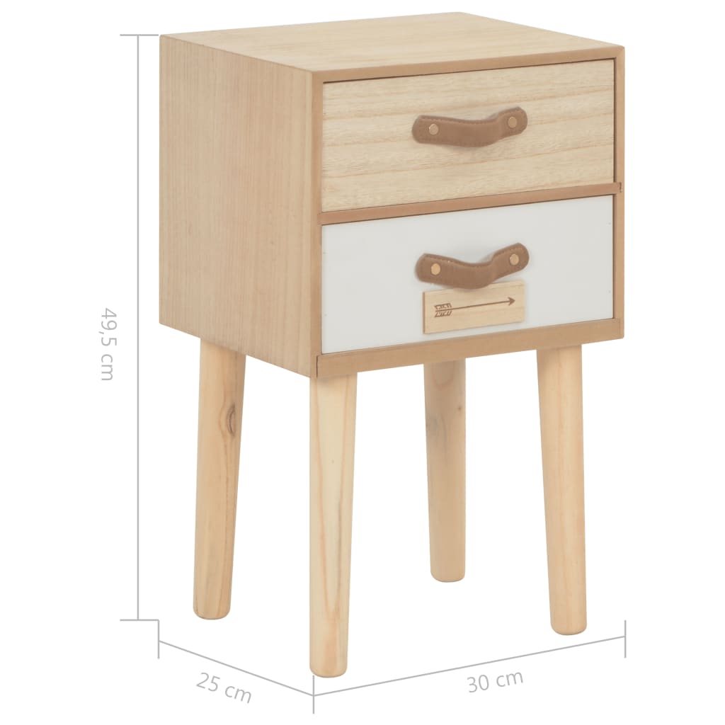 vidaXL Nočný stolík z borovicového dreva s 2 zásuvkami 30x25x49,5 cm