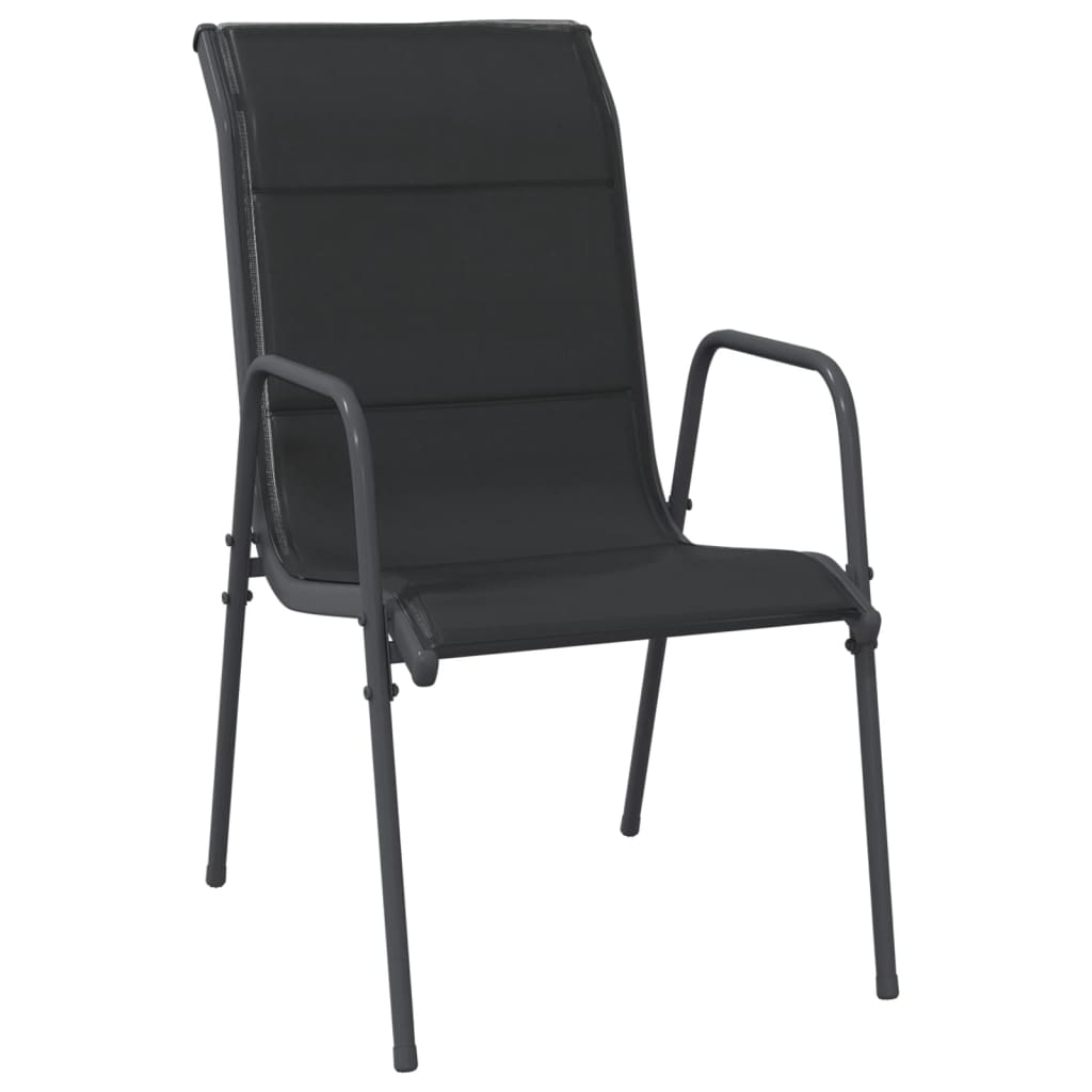 vidaXL Záhradné stoličky 6 ks oceľ a textilén čierne