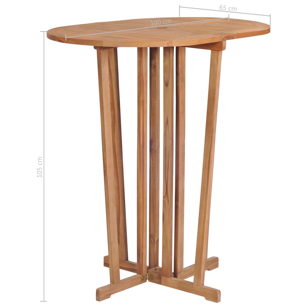 vidaXL Skladací barový stôl 100x65x105 cm, tíkový masív
