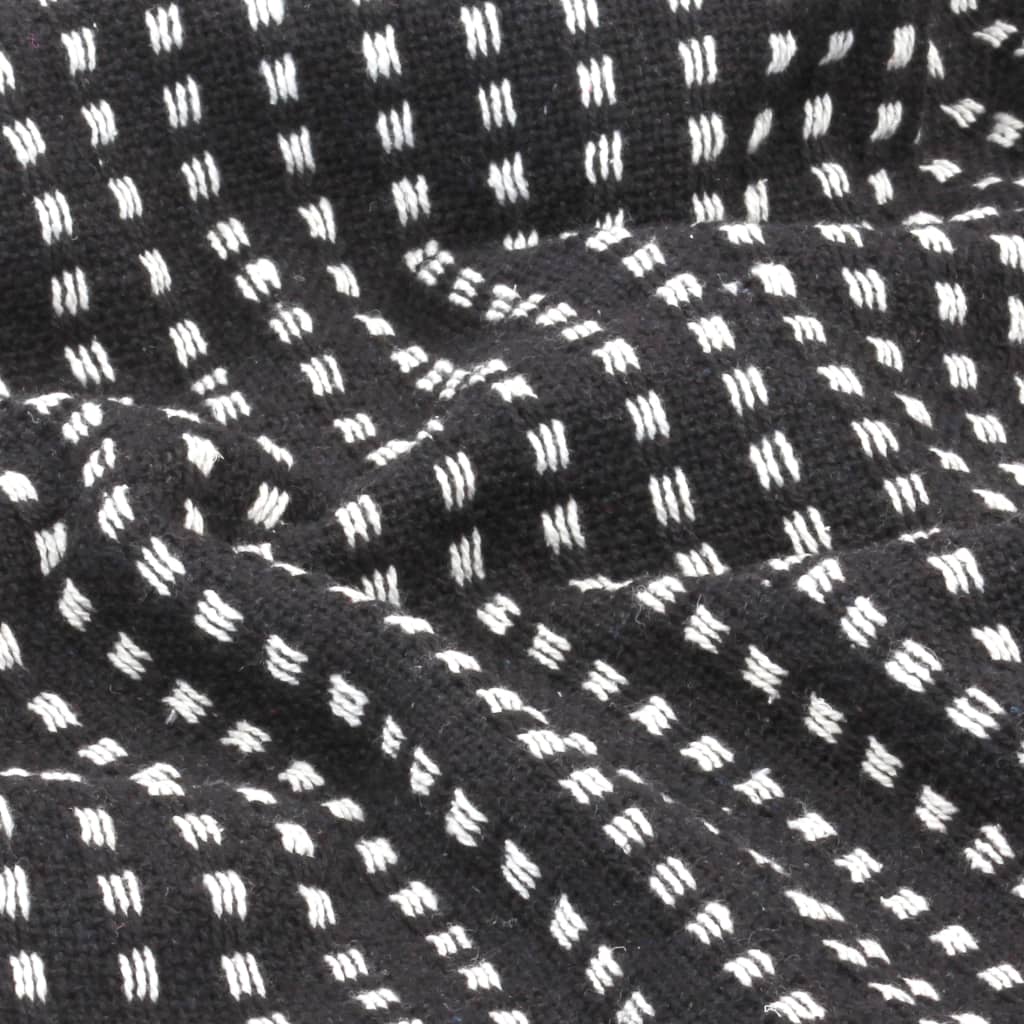 vidaXL Deka, bavlnená, štvorčeky 220x250 cm, čierna